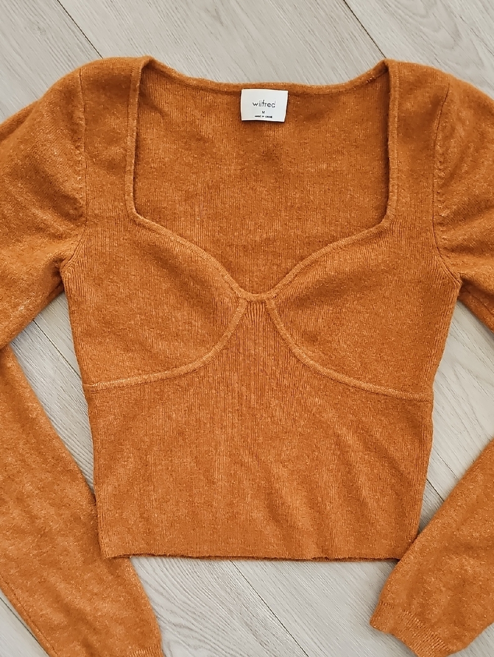 Wilfred Greer‎ Fitted Sweetheart Bustier Sweater, Size Medium - Picture 4 of 16